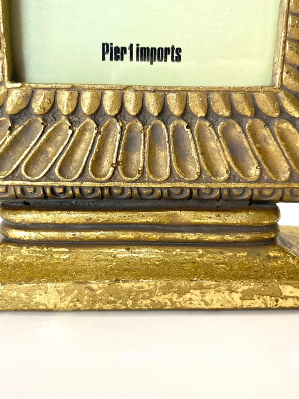 Vintage PIER 1 Metallic Gold Pedestal 3 X 3 Square Picture Frame